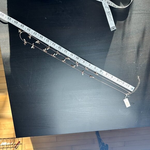 NEW NWT BANCROFT Long Rose Gold Color Stone & Bead Necklace Snake Chain - Picture 7 of 7